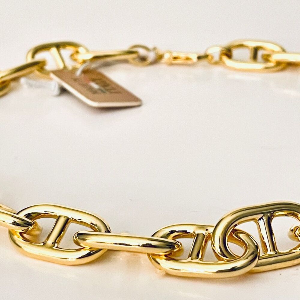 NWT Mia Fiore Italy made 18kt Gold Plated Bronze Mariner Anchor Links Necklace - Picture 8 of 12